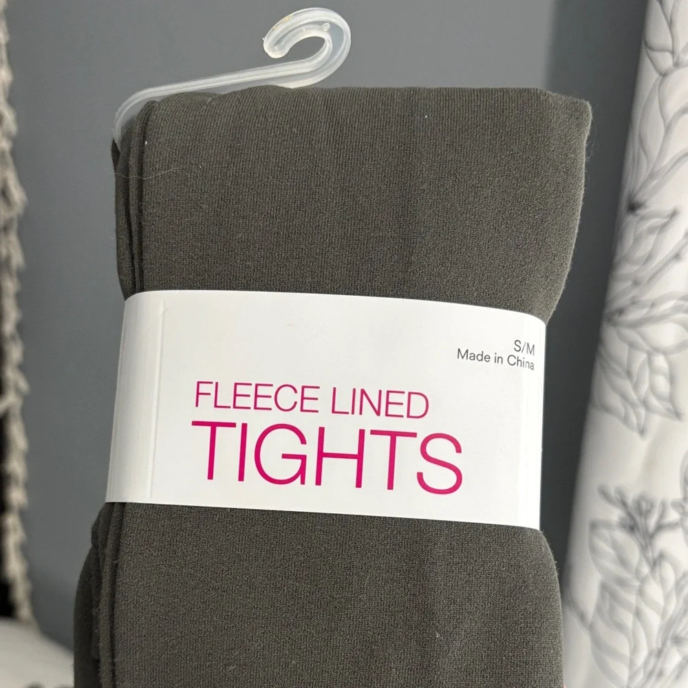 Fleece Lined Women's Tights Charcoal Size Small Medium